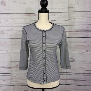 Talbot's Black and White Striped Cardigan